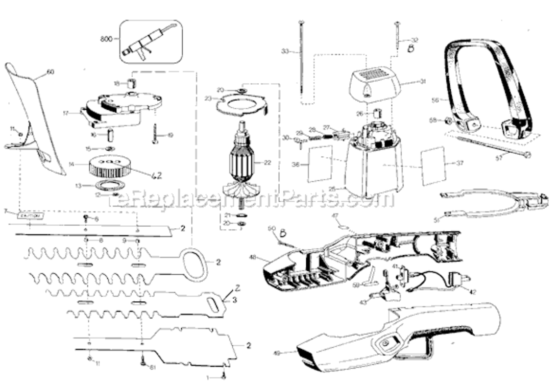 Page A Diagram and Parts List for 8144 Type 3 Black and Decker Hedge Trimmer